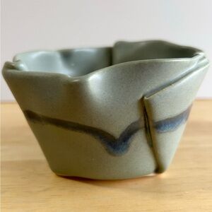 Vintage HILBORN POTTERY Bowl Trinket Dish FOLDED CLAY Handmade Canada‎ Art Deco